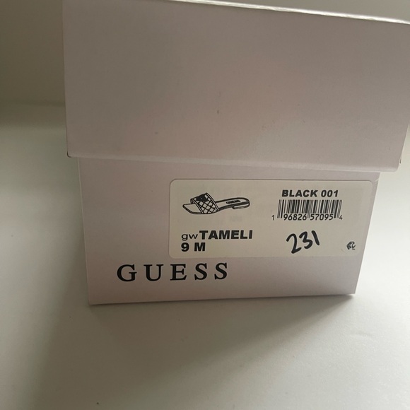 New in box- Guess Black Quilted Mules with Gold Accent - Picture 8 of 9